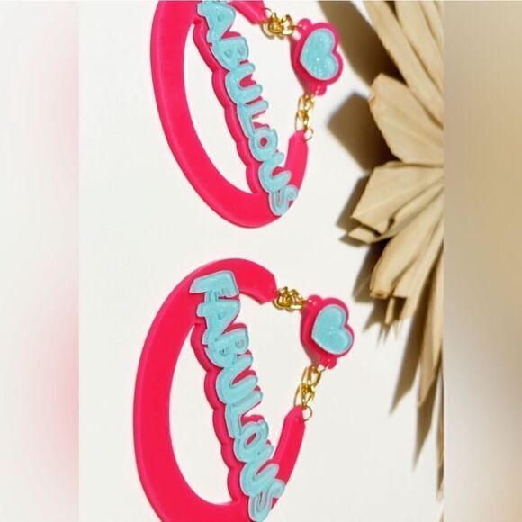 Heart earrings in blue and pink #779 - Picture 4 of 6